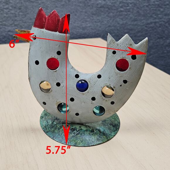 Lighted Jeweled Hen Candle Shines Through the Clear colored glass stones - Picture 7 of 7